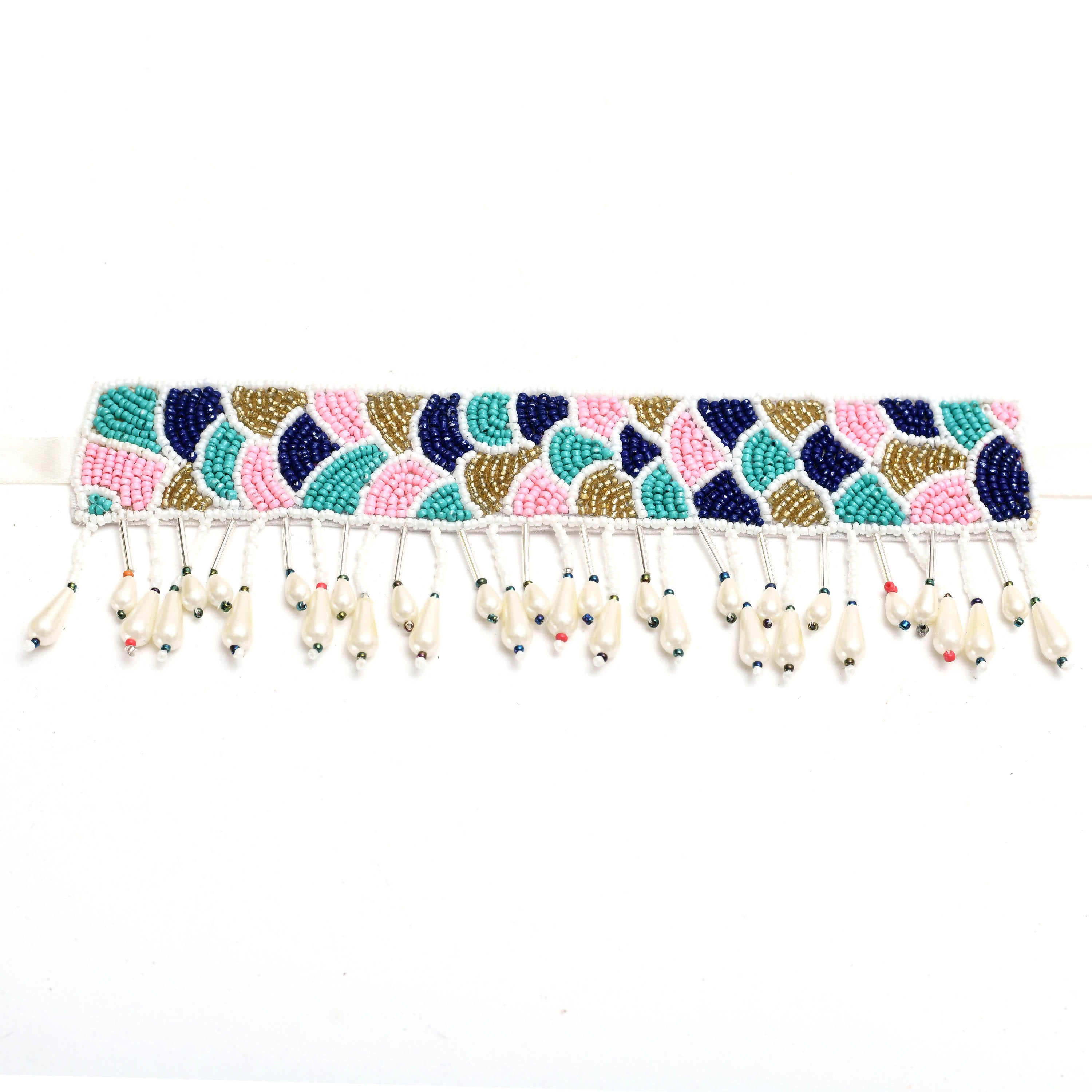 Johar Kamal Handicraft Multi Color Pearls Necklace with Earrings Jkms_037