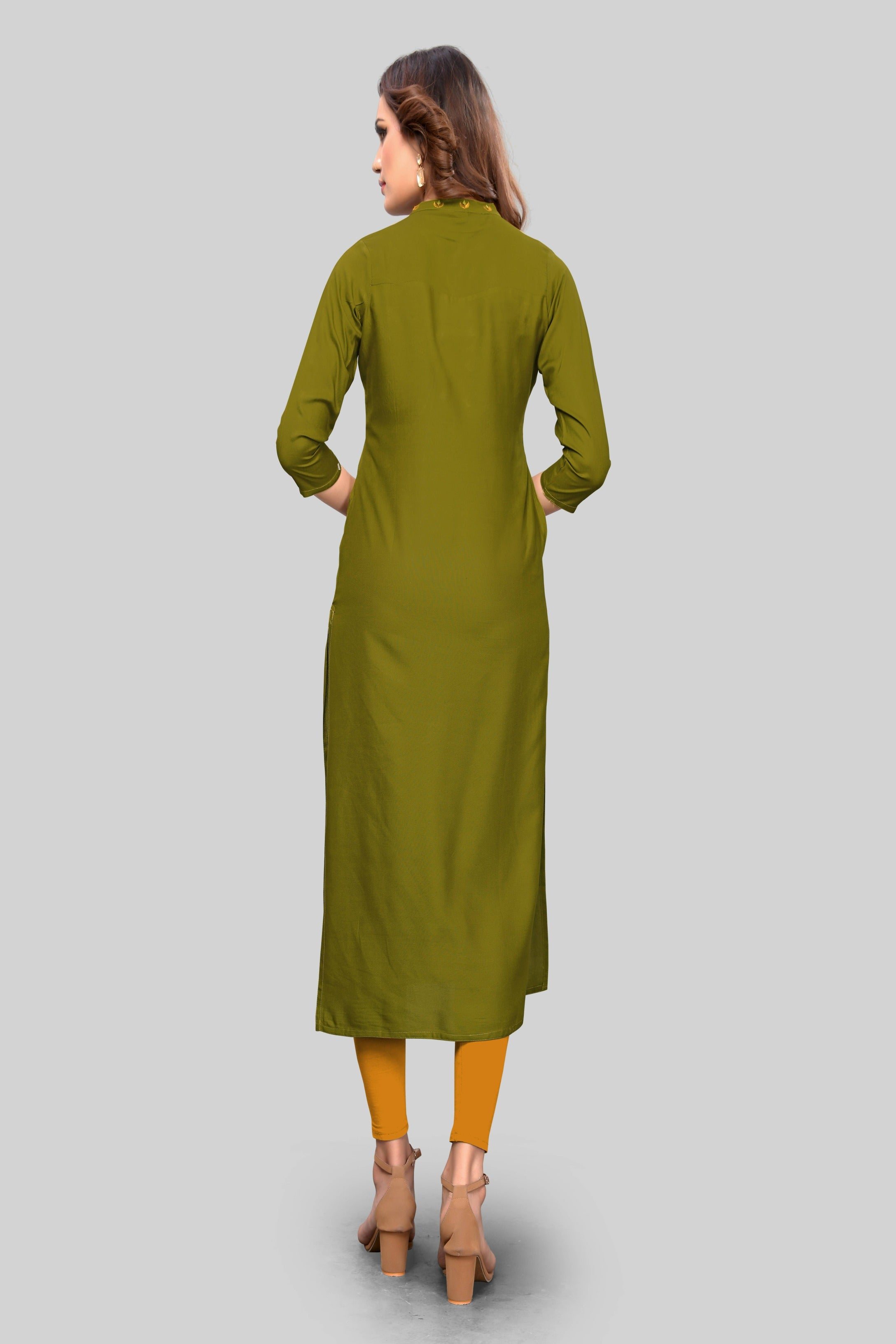 Women's Mehendi Green Straight Kurta By Vbuyz- (1Pc Set)