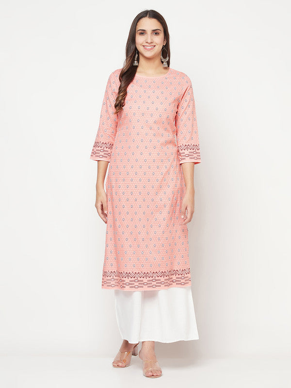 Women's Rayon Digital Screen print straight kurta,Pea