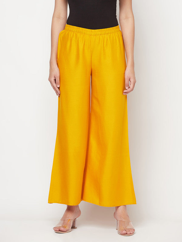 Women's Rayon Flared slip-on Palazzo,Musta