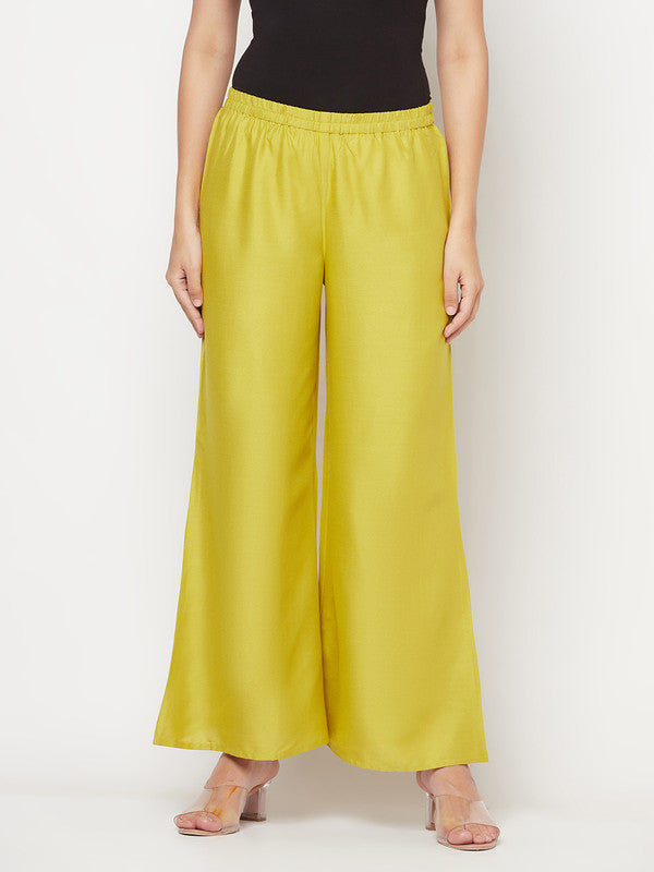 Women's Rayon Flared slip-on Palazzo,Parrot Gre