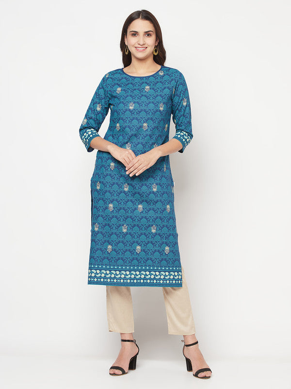 Women's Rayon Digital Screen print straight kurta,Bl