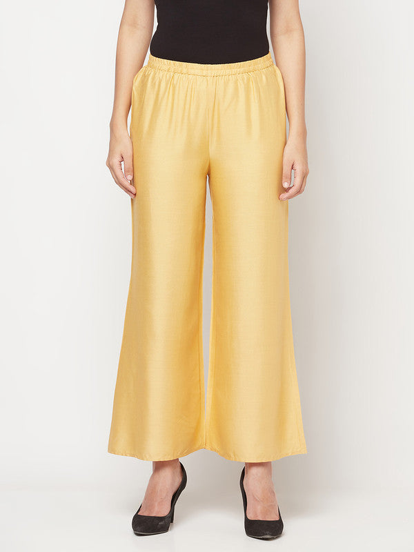 Women's Rayon Flared slip-on Palazzo,Golden/Bei