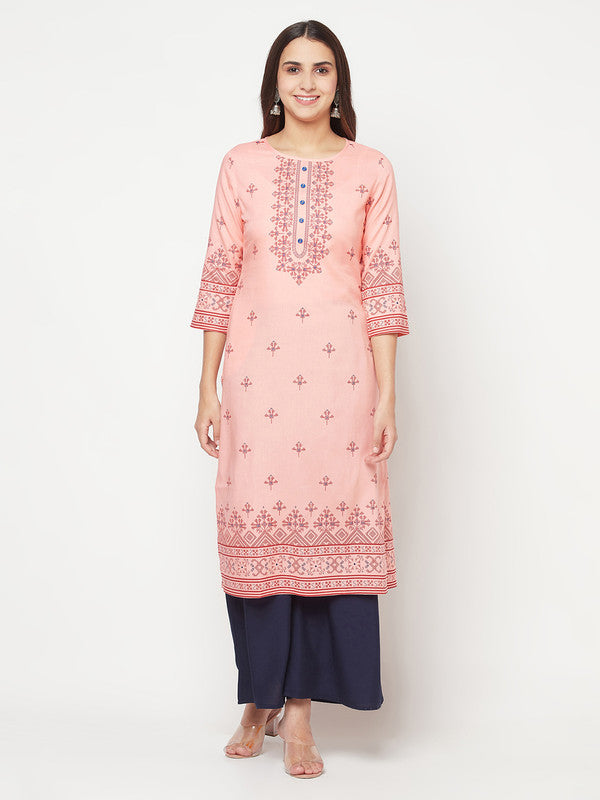 Women's Rayon Digital Screen print straight kurta,Pea