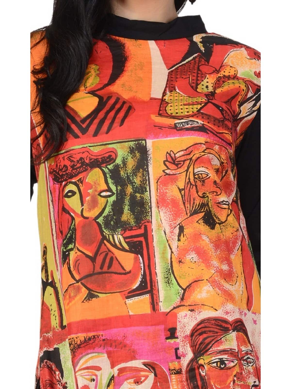 Women's Casual 3/4 Sleeve Printed  Kurti - Pannkh