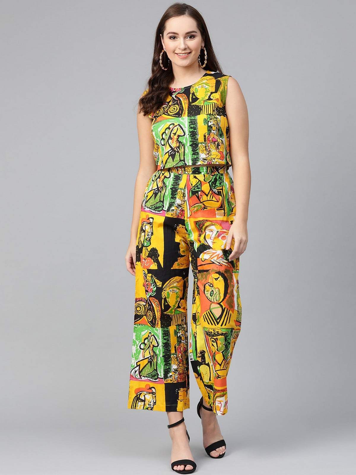 Women's Embroidered Jacket With Printed Top And Pants - Pannkh