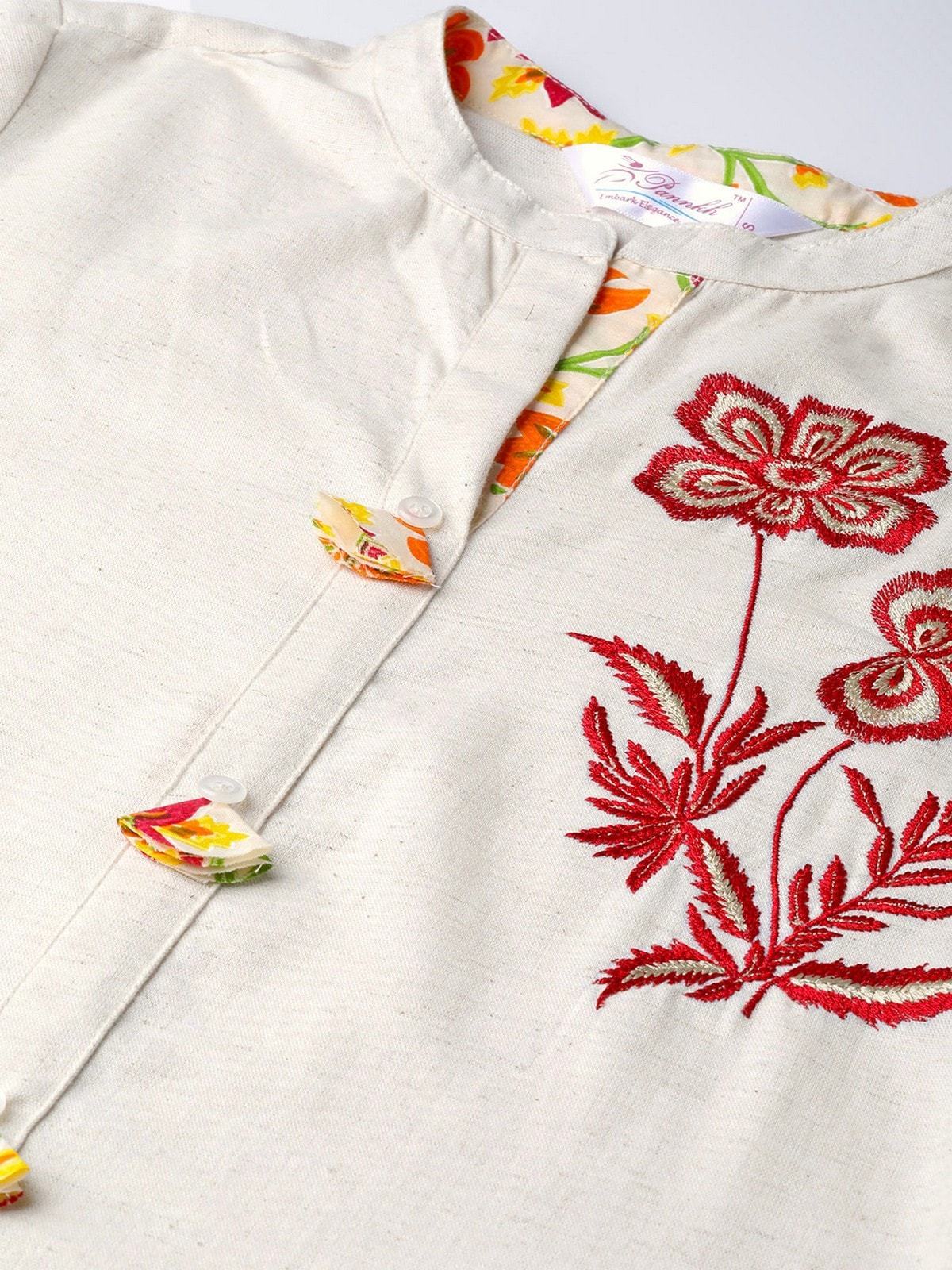 Women's Embroidered Kurta With Palazzo - Pannkh