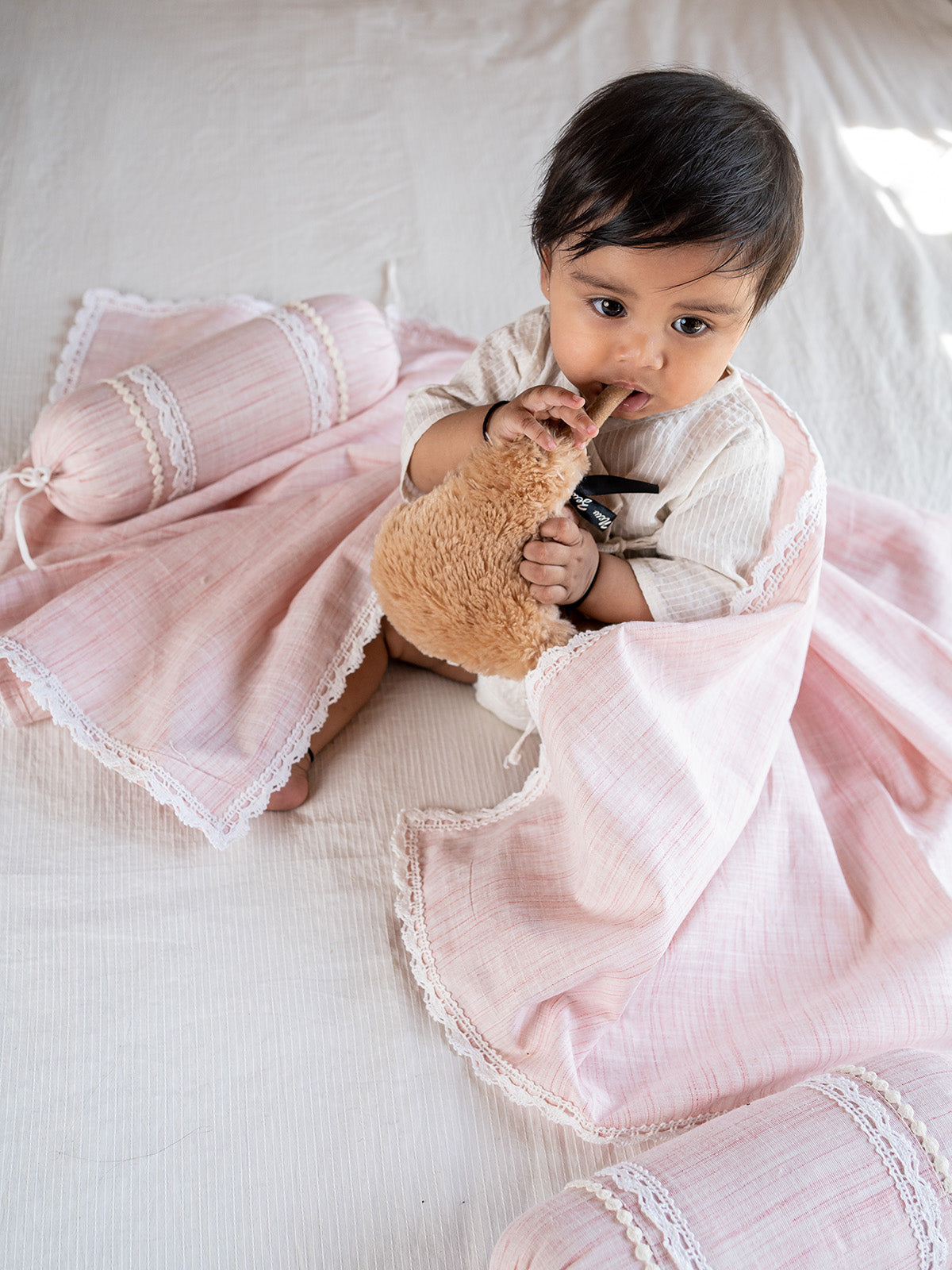 Girl's 100% Organic Peach Cotton Wrap Newborn Baby Blanket - HALEMONS