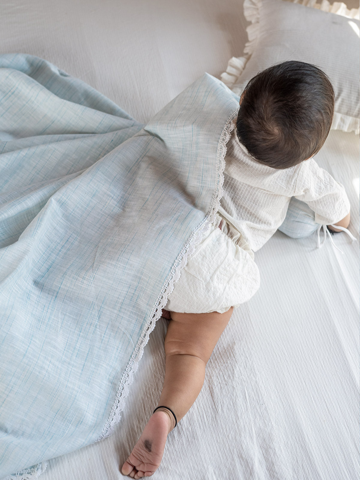 Girl's 100% organic Seagreen cotton Newborn Baby Swaddle Blanket - HALEMONS