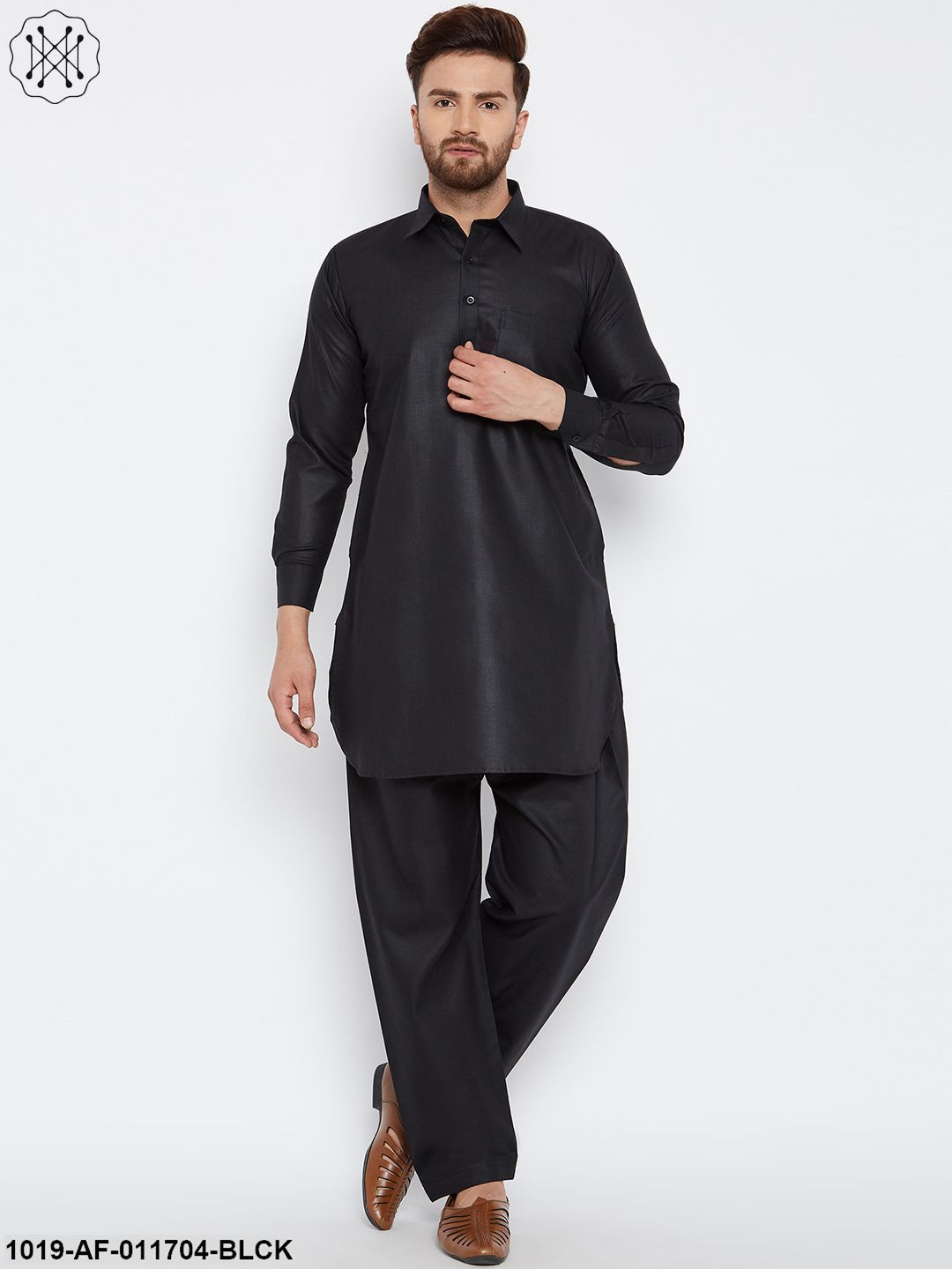 Men's Black Kurta And Salwar Set