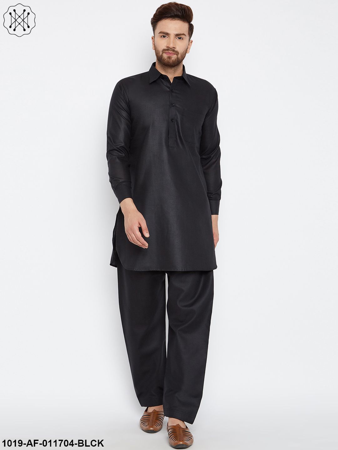 Men's Black Kurta And Salwar Set