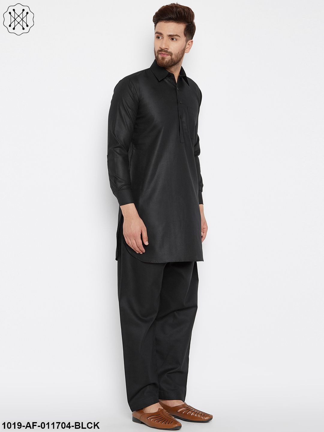 Men's Black Kurta And Salwar Set