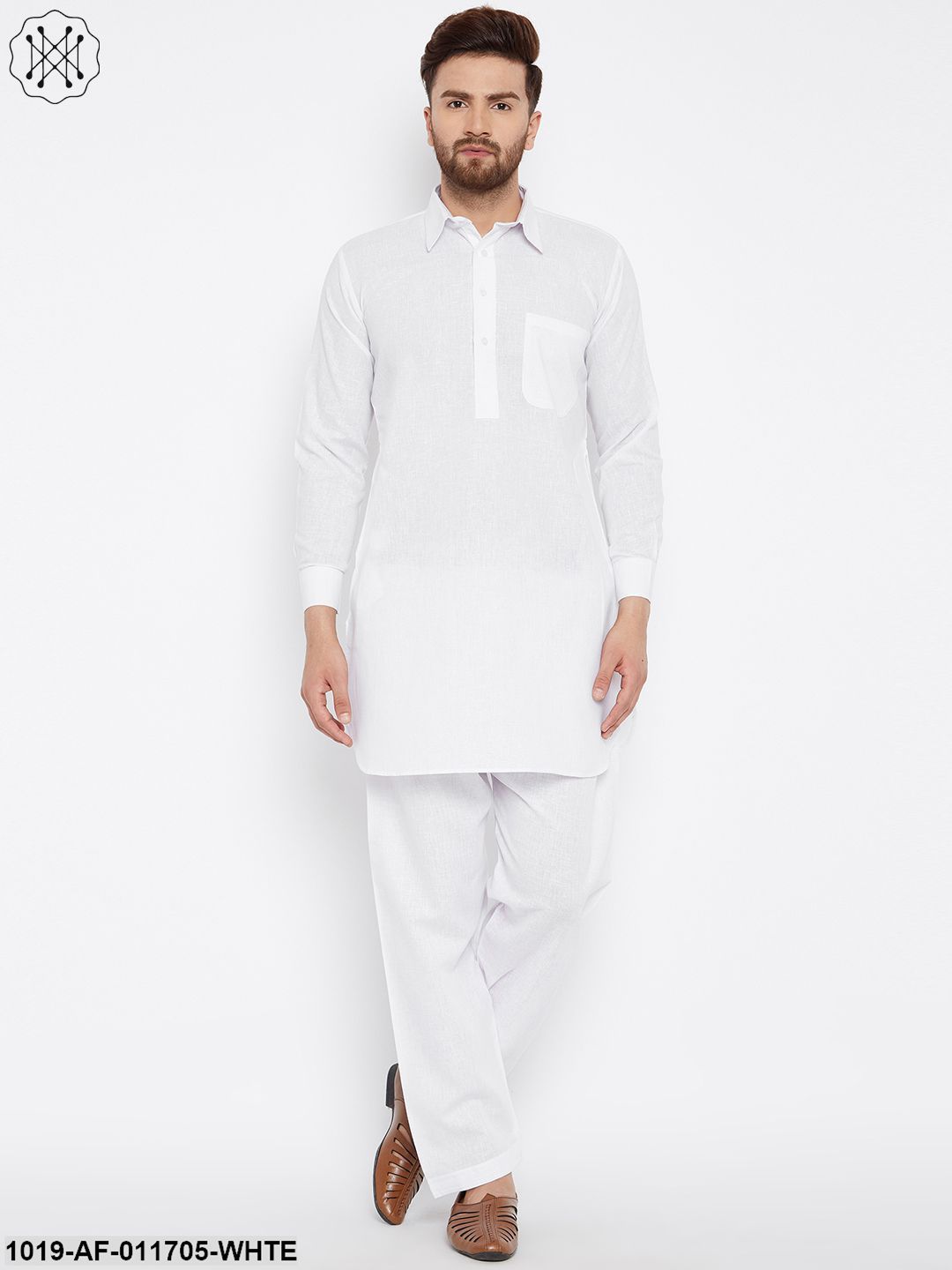 Men's White Kurta And Salwar Set