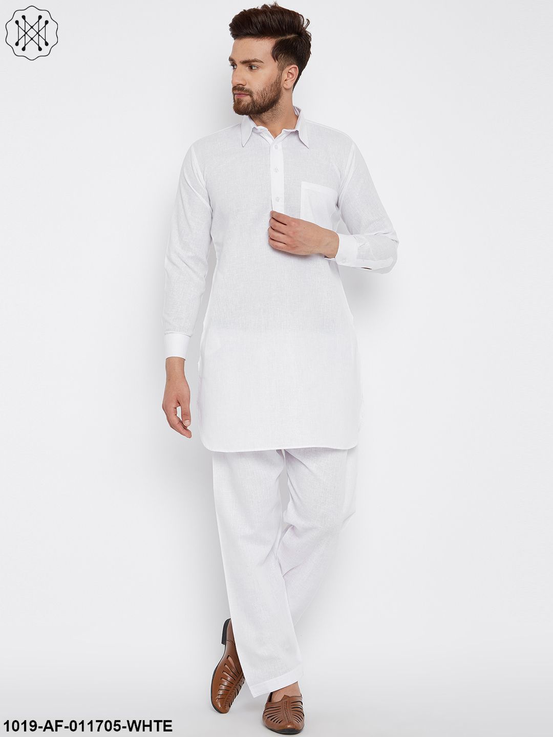 Men's White Kurta And Salwar Set