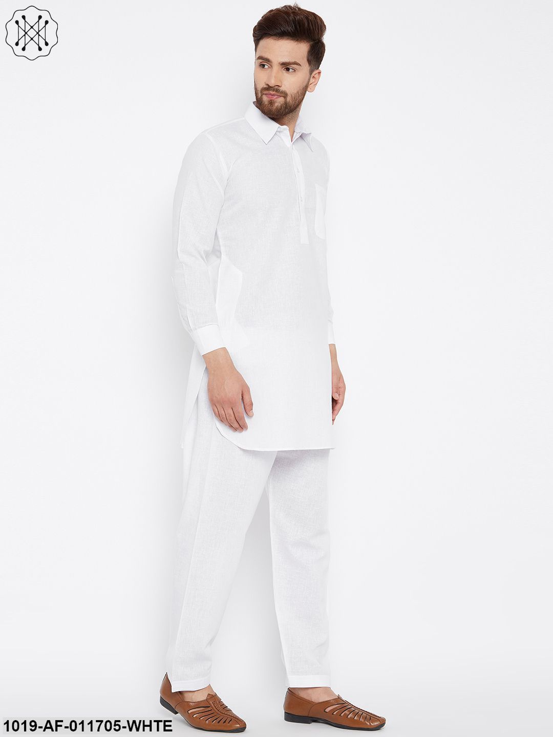 Men's White Kurta And Salwar Set
