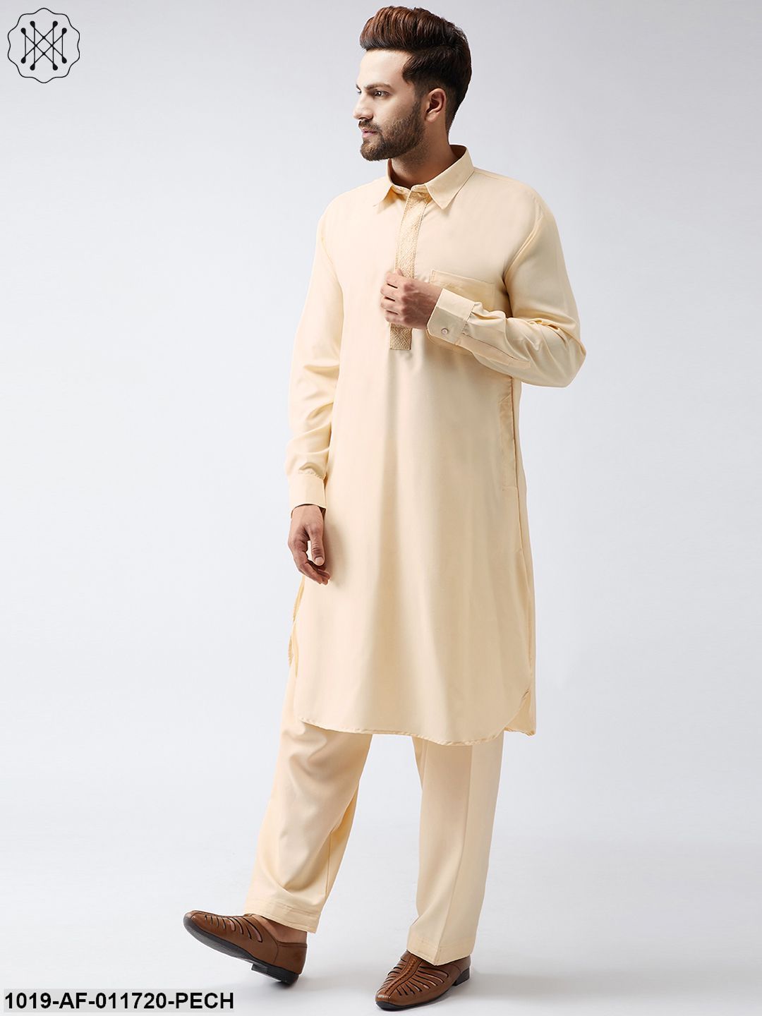 Men's Cotton Fawn Pathani Kurta Salwar Set - Sojanya