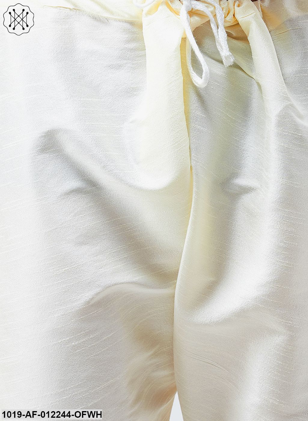 Men's Silk Blend Offwhite Kurta With Pyjama & Purple Jute Nehrujacket