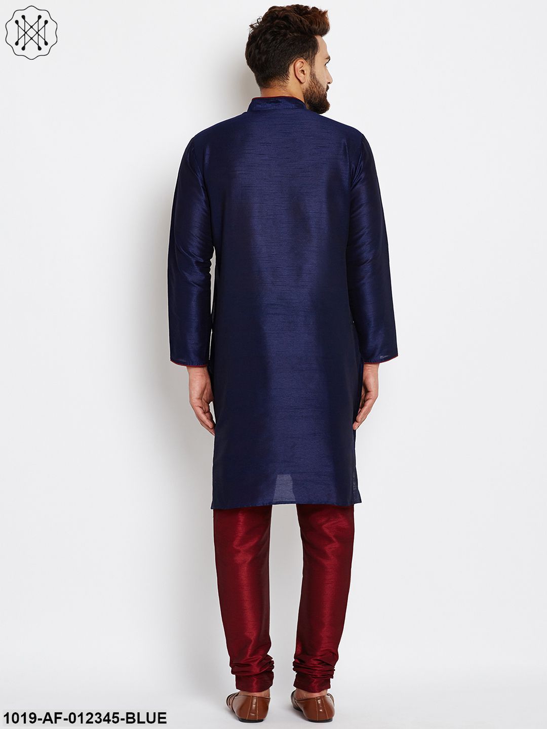 Men's Royal Blue, Dupion Silk Kurta Churidaar Set