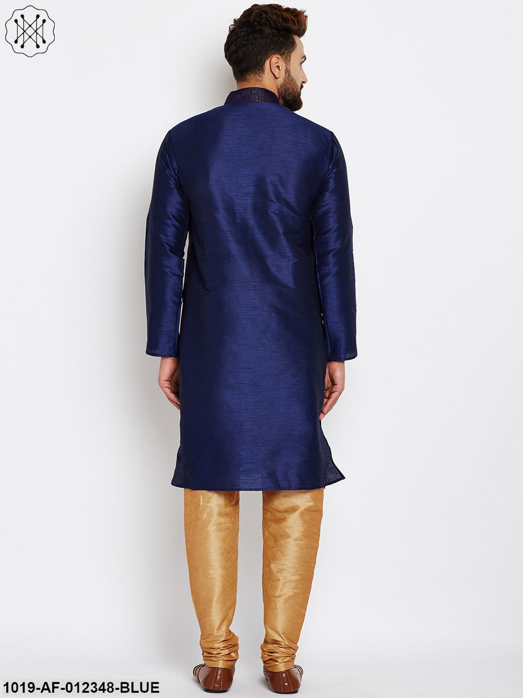 Men's Royal Blue, Dupion Silk Kurta Churidaar Set