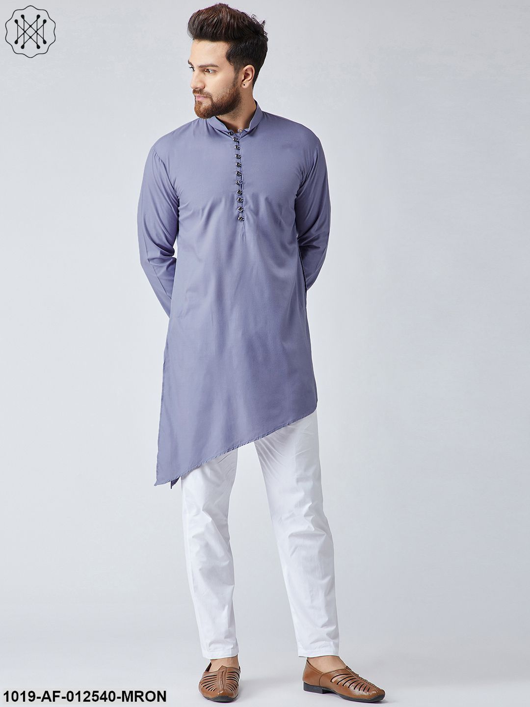 Men's Cotton Blue Kurta & White Pyjama Set
