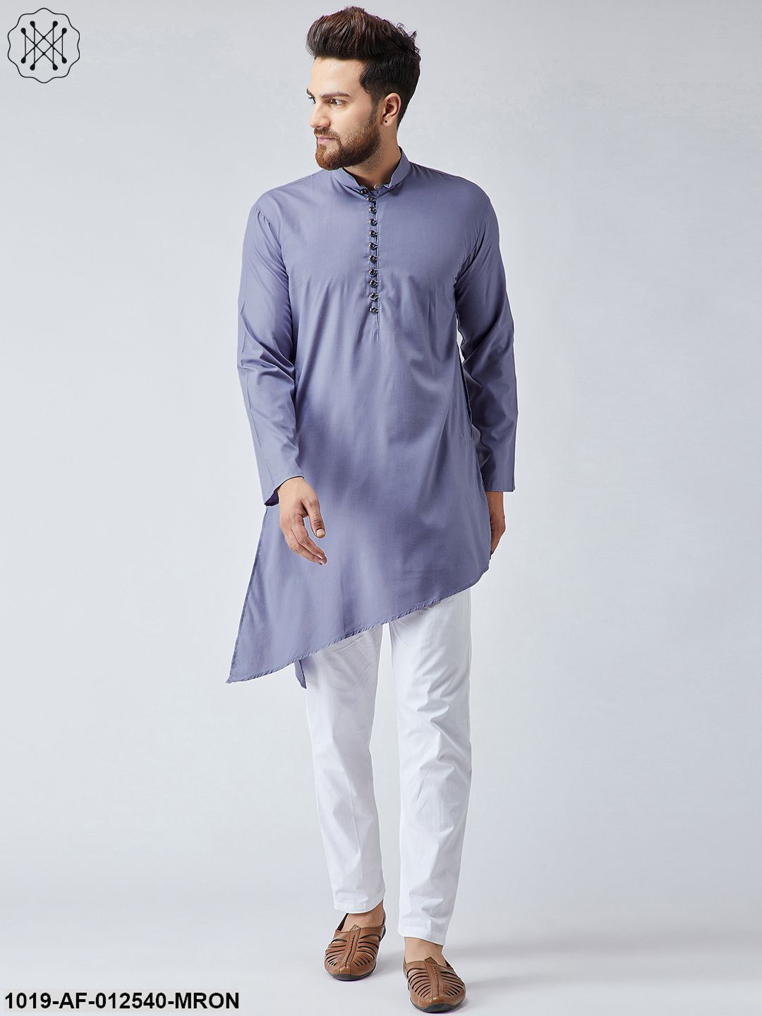 Men's Cotton Blue Kurta & White Pyjama Set