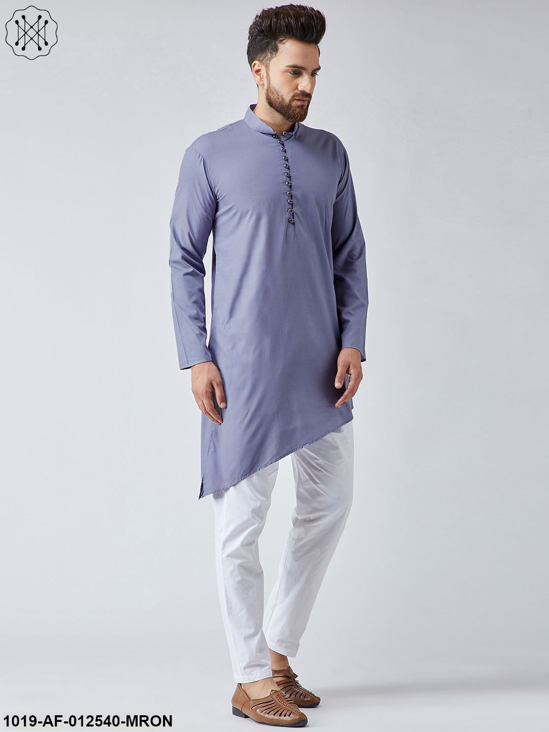 Men's Cotton Blue Kurta & White Pyjama Set