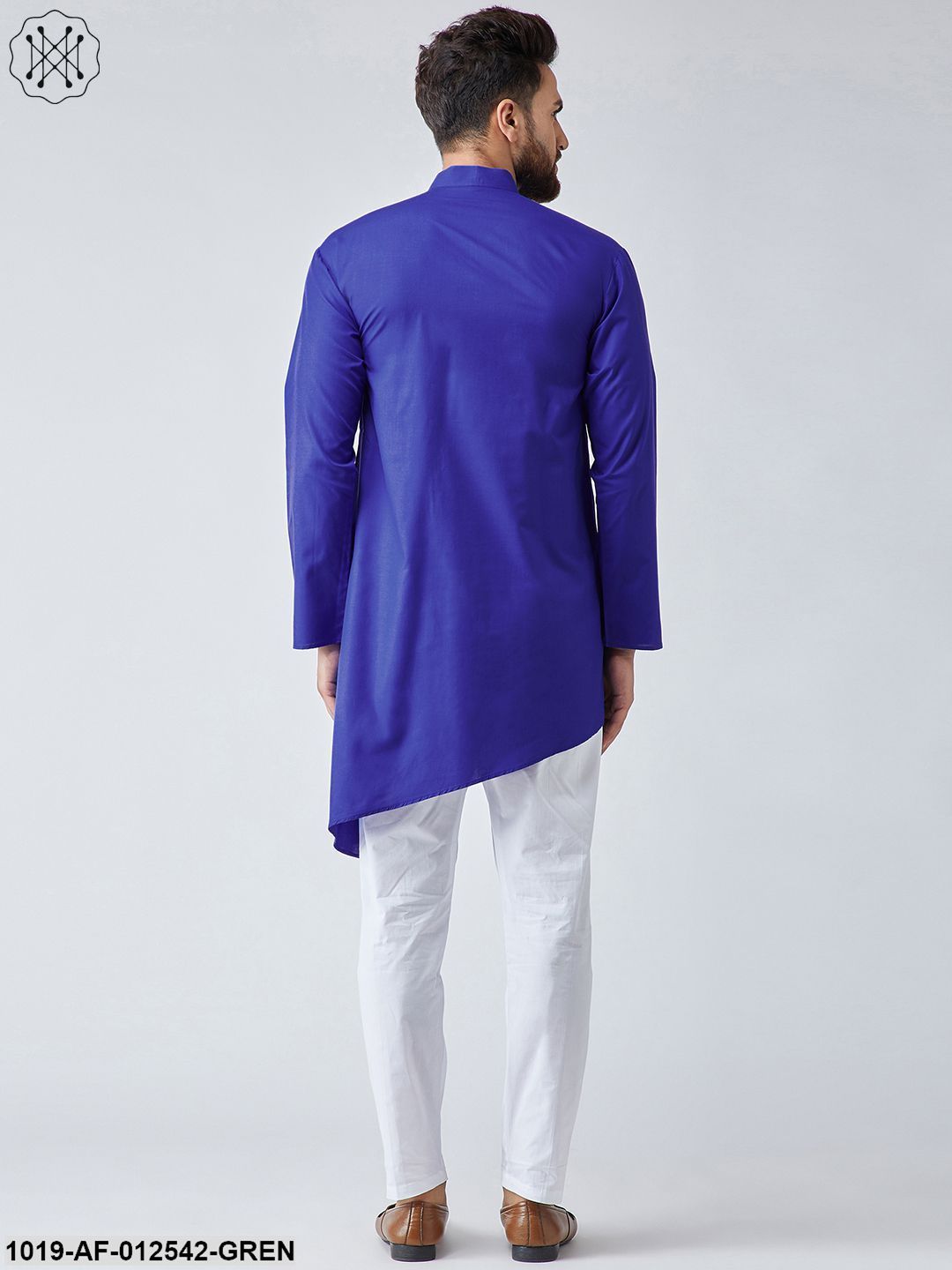 Men's Cotton Light Grey Kurta & White Pyjama Set