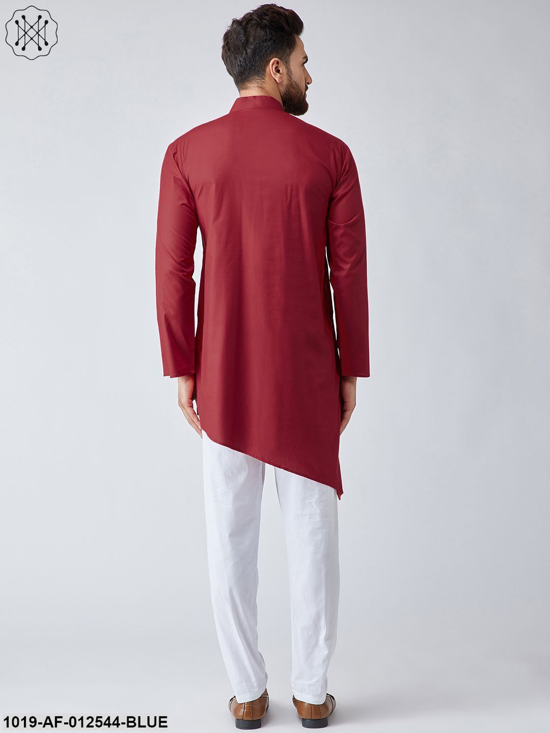Men's Cotton Navy Blue Kurta & White Pyjama Set