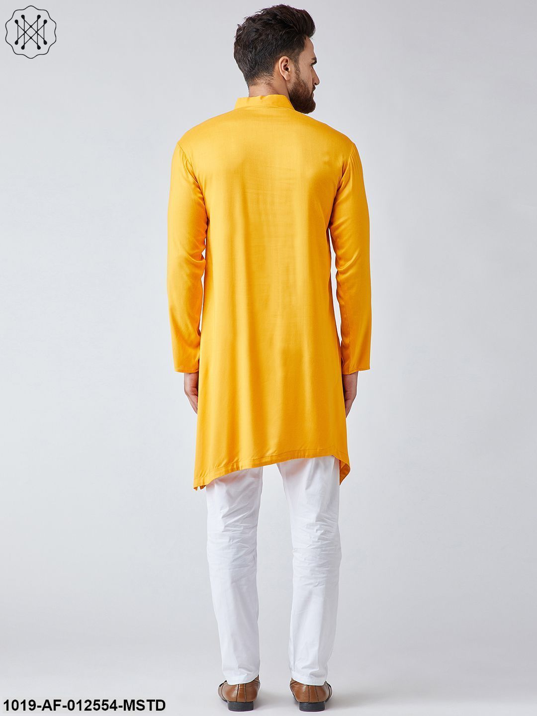 Men's Cotton Mustard Kurta & White Pyjama Set
