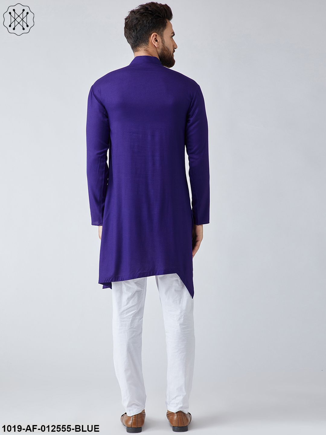 Men's Cotton Royal Blue Kurta & White Pyjama Set
