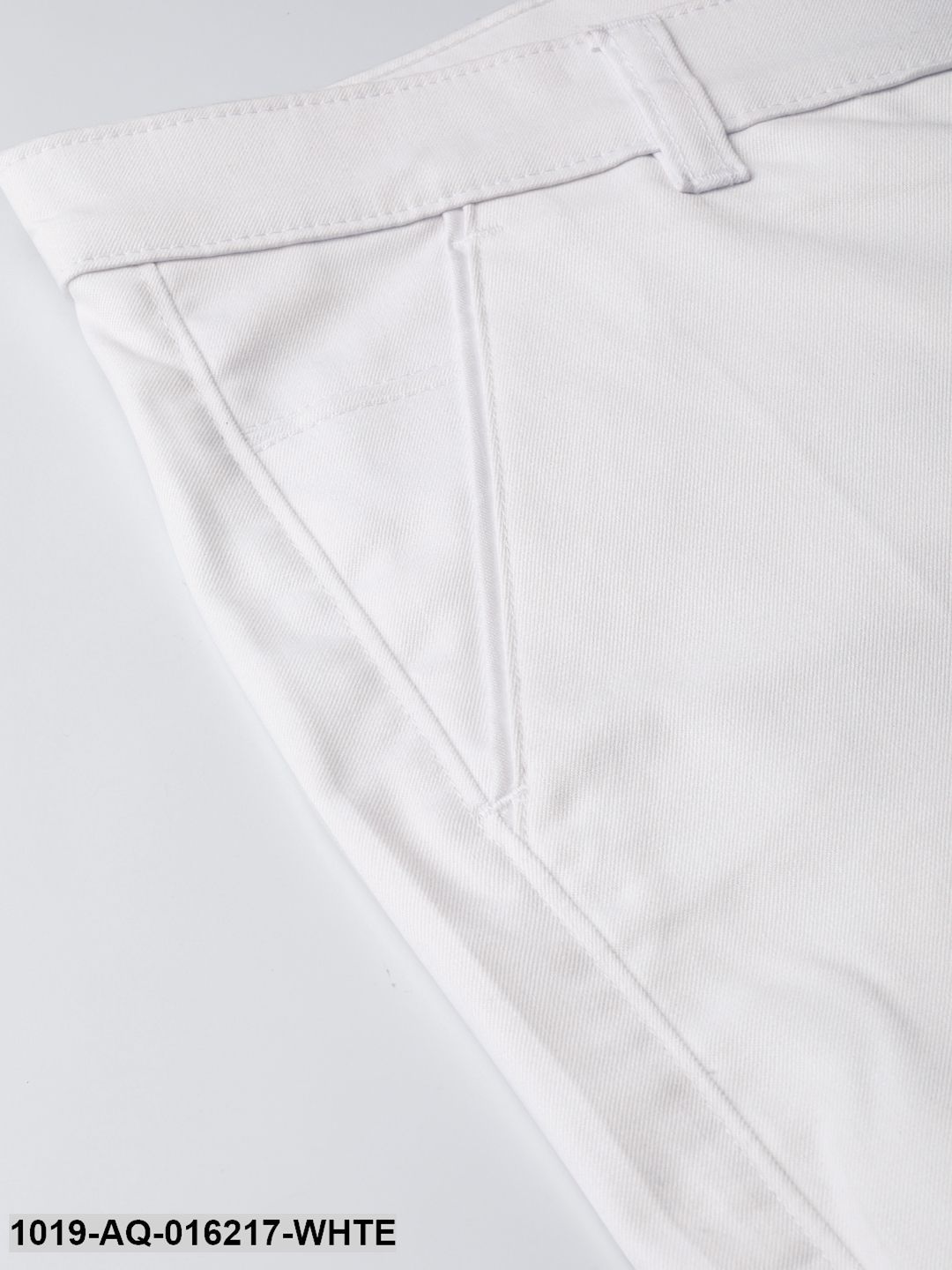 Men's Cotton Blend White Solid Formal Trousers - Sojanya