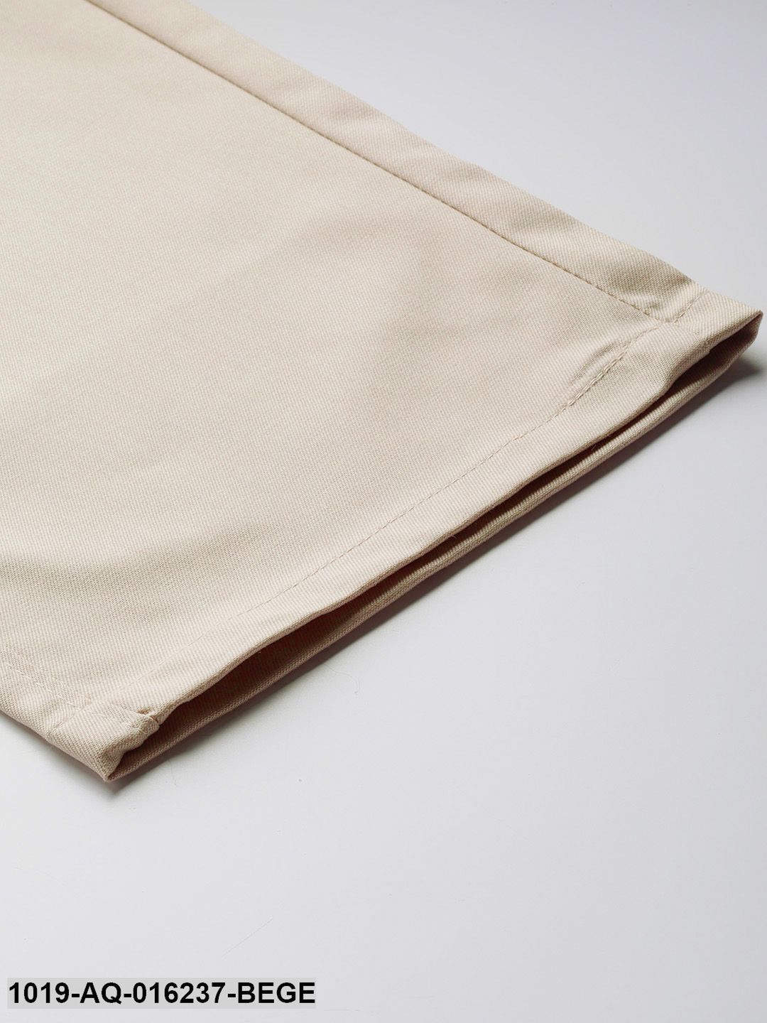 Men's Cotton Blend Beige Solid Casual Trousers