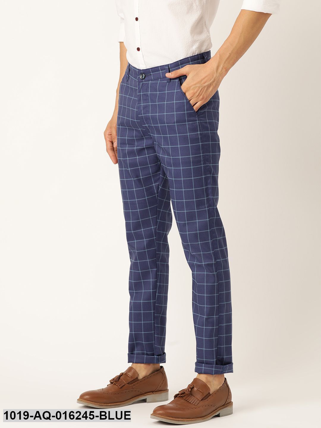 Buy Tommy Hilfiger Men Navy Mid Rise Check Casual Trousers  NNNOWcom