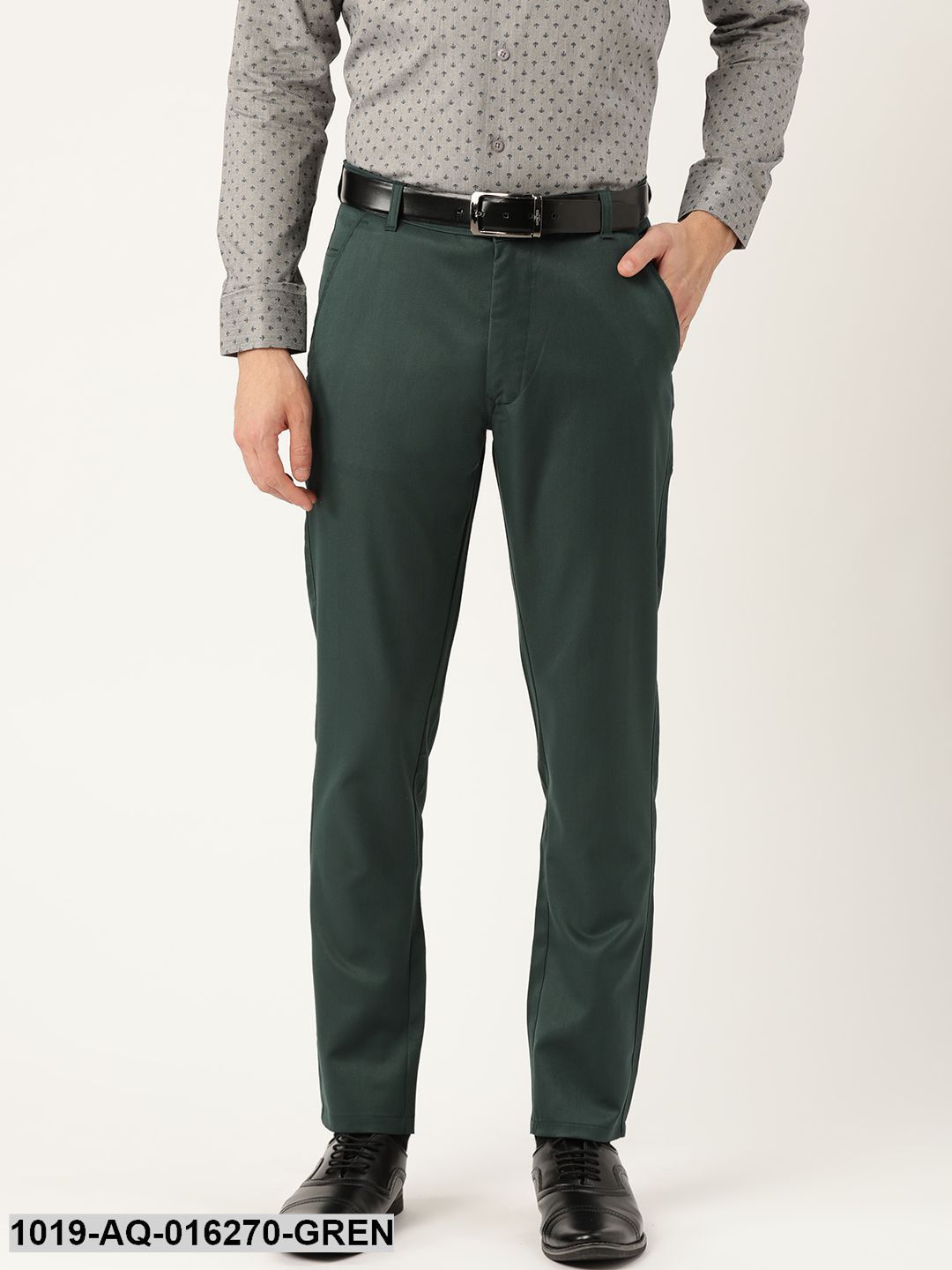 Men's Long Solid Color Bottle Green Trousers Casual Classic Basic Amer