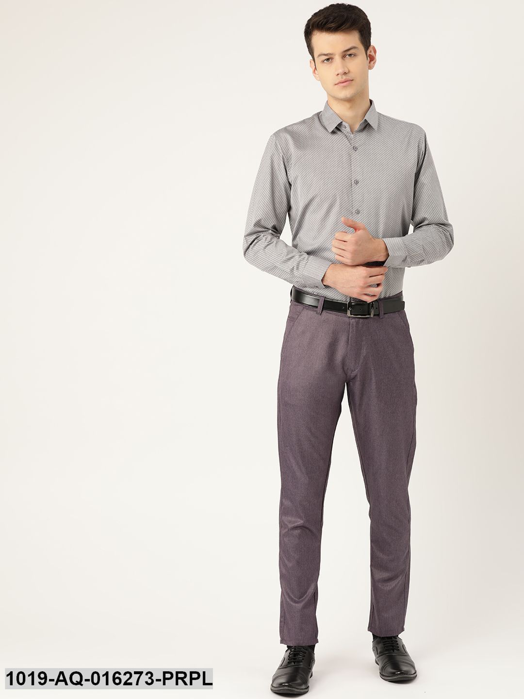 Men's Cotton Blend Purple Formal Trousers - Sojanya