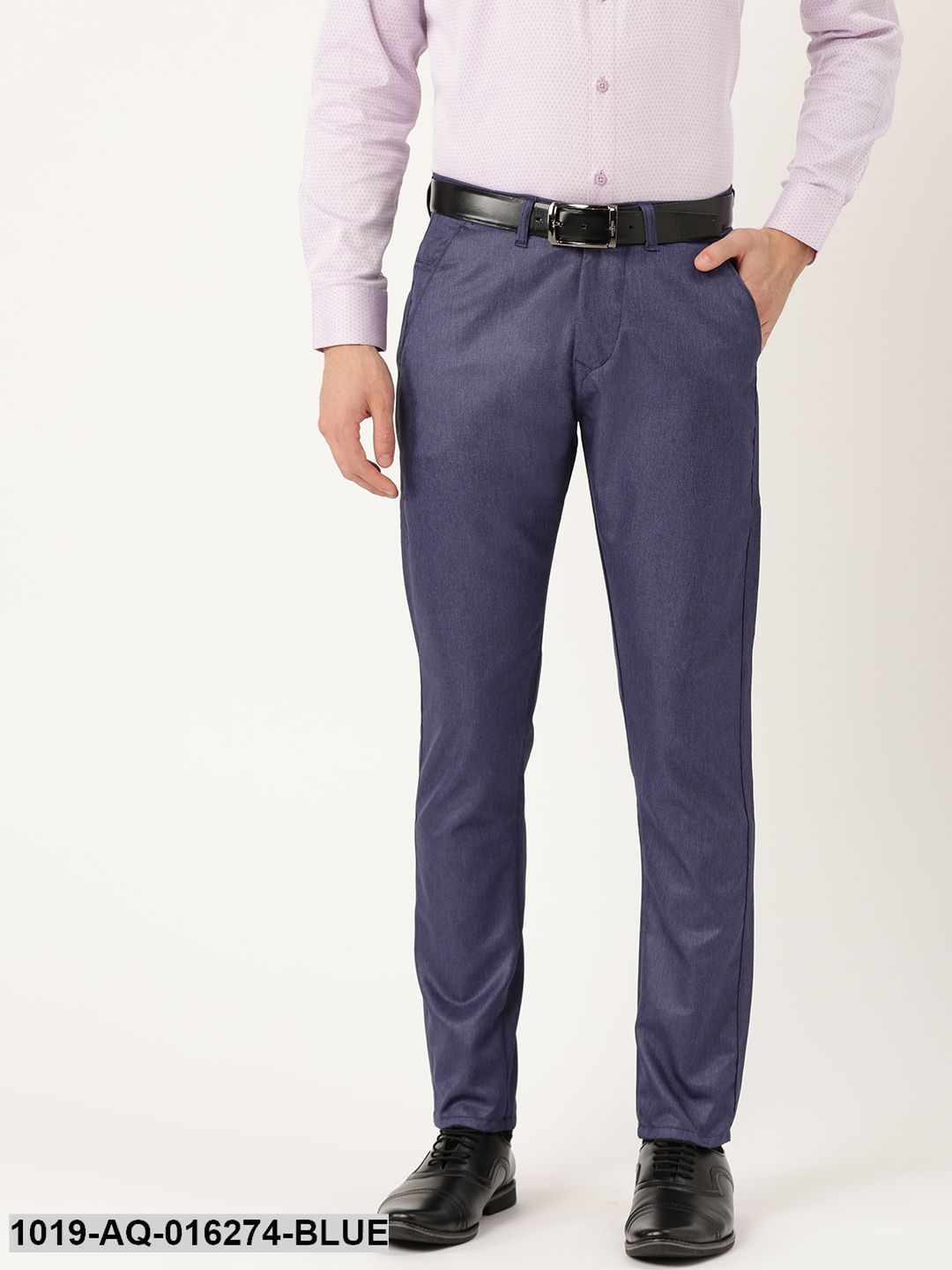 Men's Cotton Blend Royal Blue Formal Trousers - Sojanya