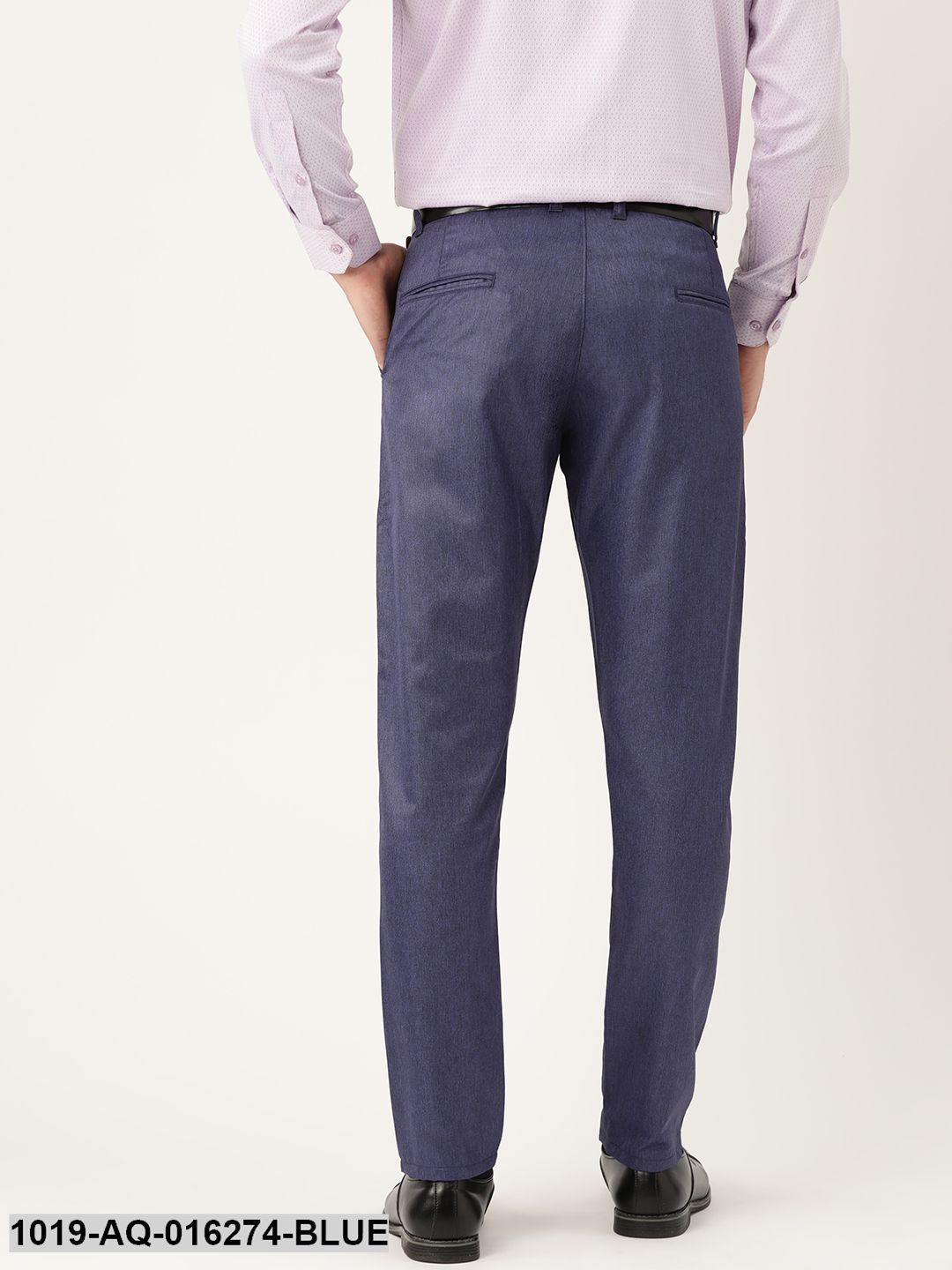 Men's Cotton Blend Royal Blue Formal Trousers - Sojanya