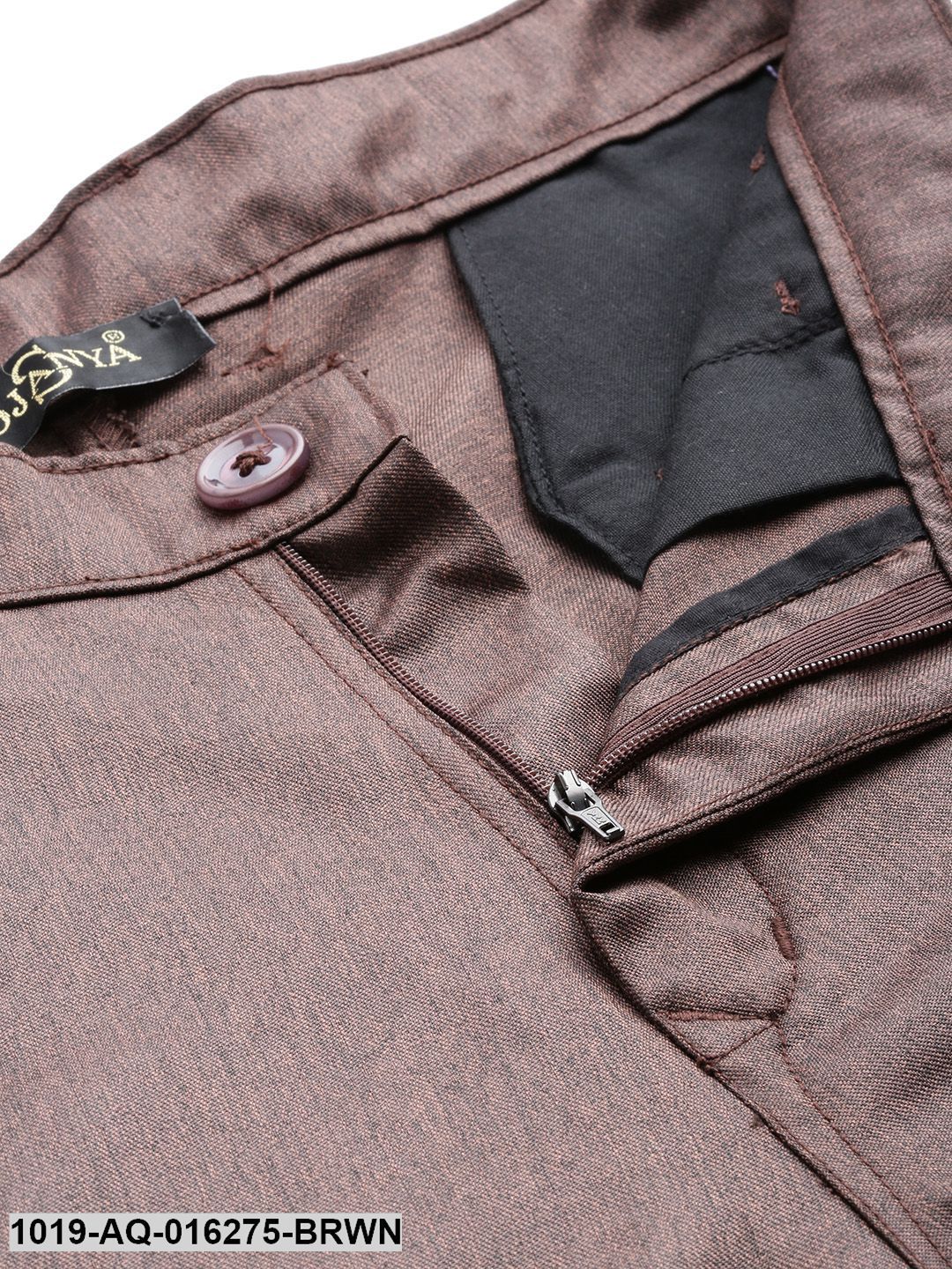 Men's Cotton Blend Brown Formal Trousers - Sojanya
