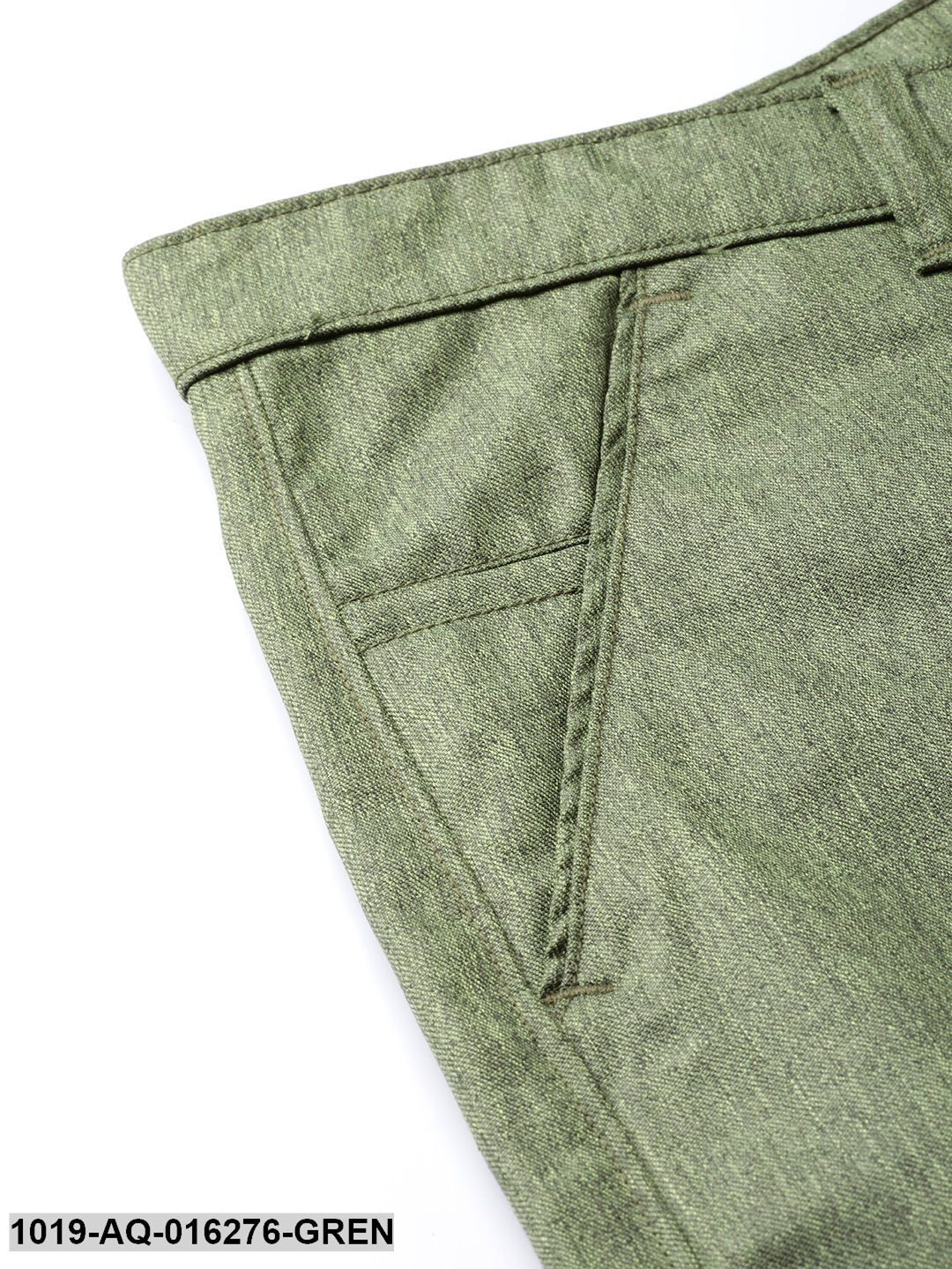 Men's Cotton Blend Green Formal Trousers - Sojanya