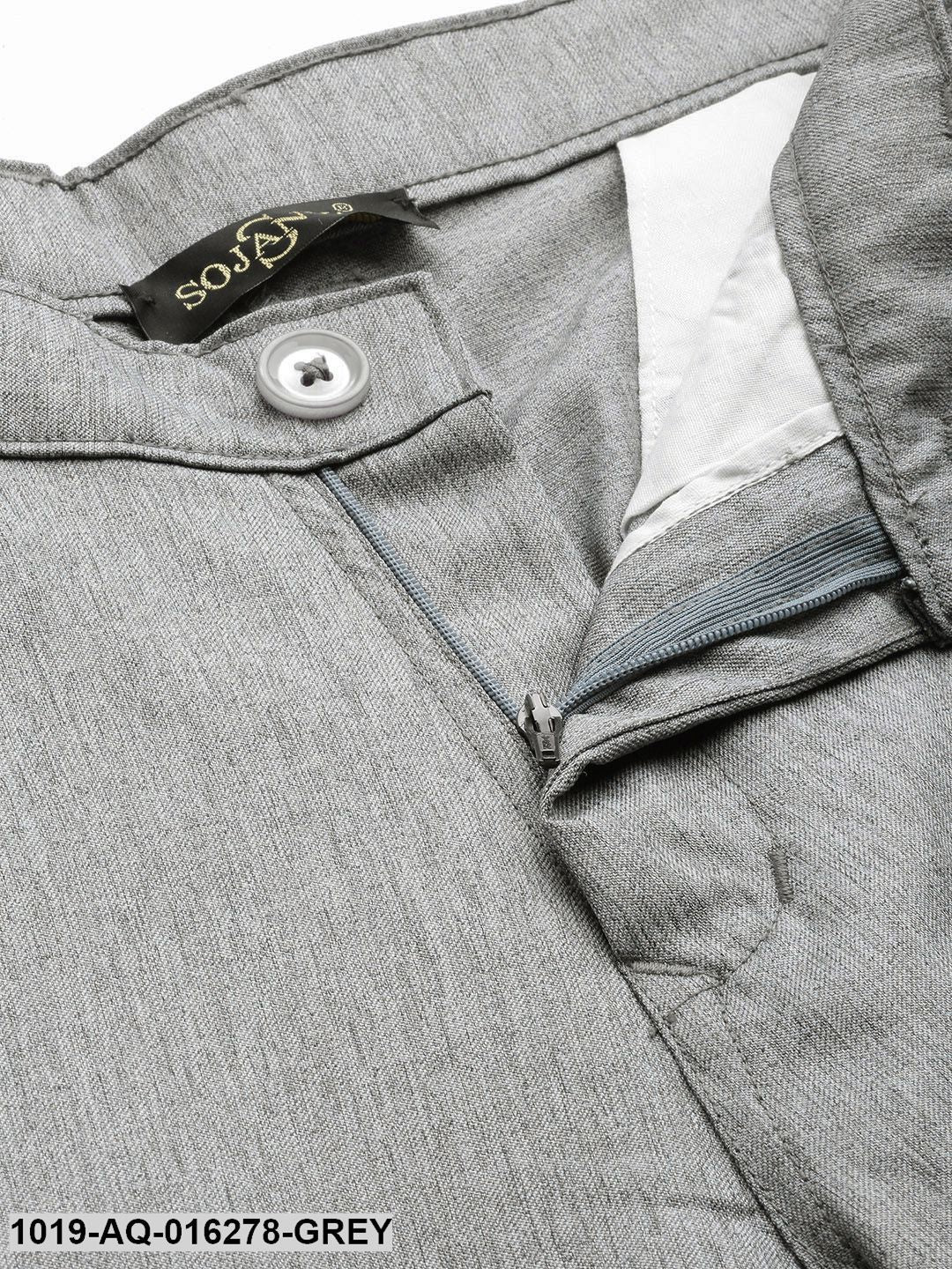 Men's Cotton Blend Grey Formal Trousers - Sojanya