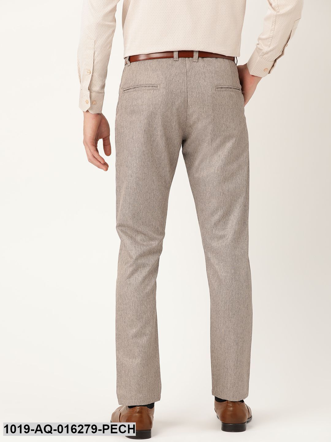 Men's Cotton Blend Peach Formal Trousers - Sojanya
