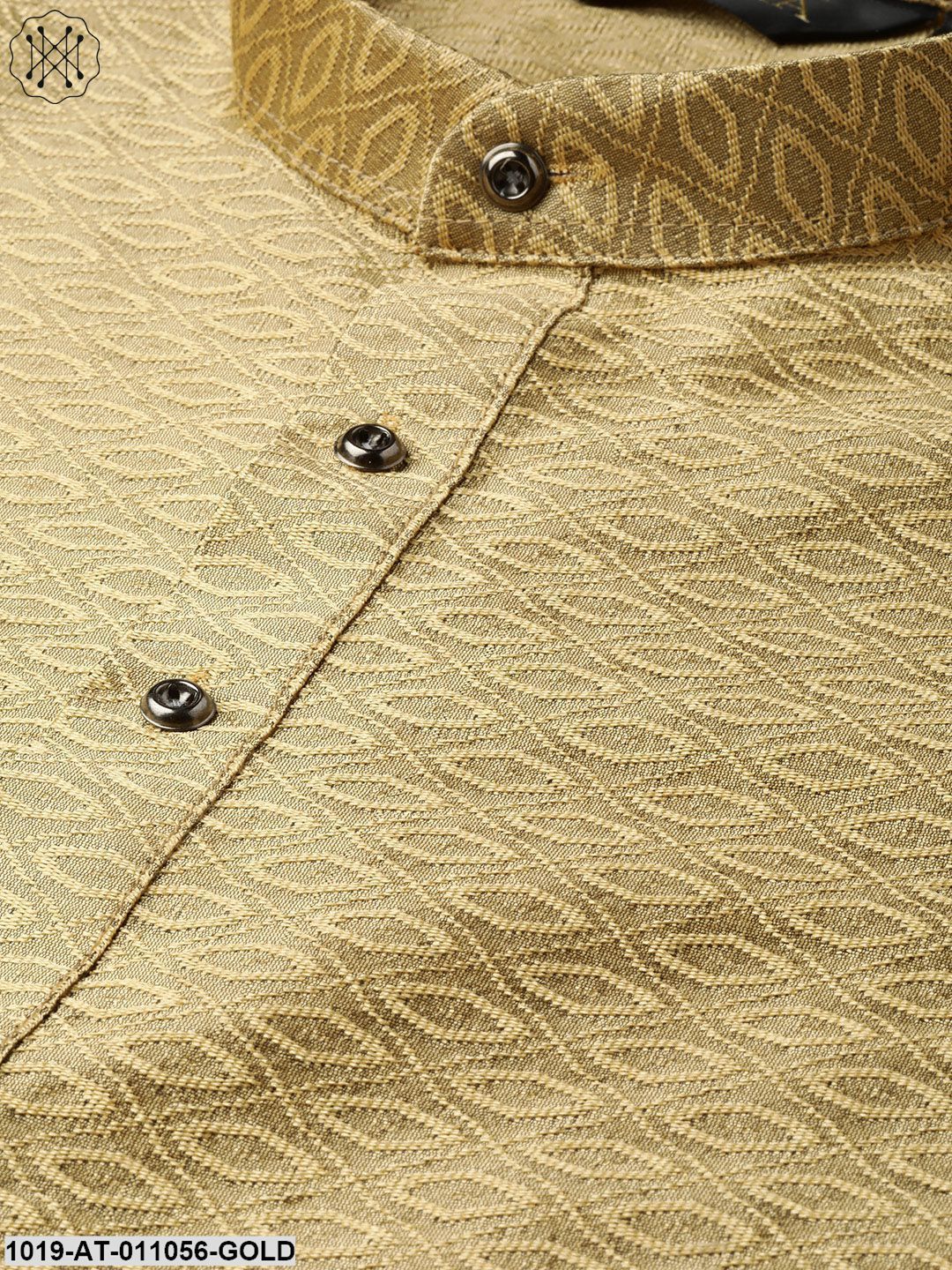 Men's Silk Blend Gold Self Design Only Kurta