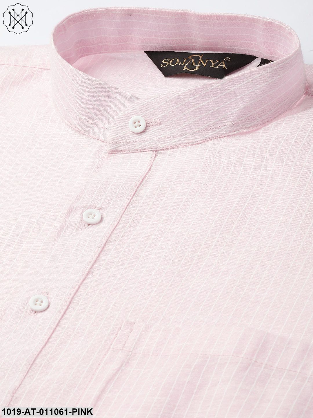 Men's Cotton Pink & White Striped Only Kurta - Sojanya