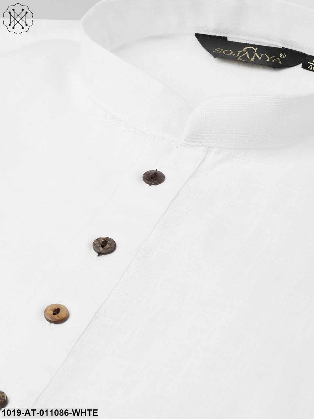 Men's Cotton Blend White Woven Design Only Long Kurta - Sojanya