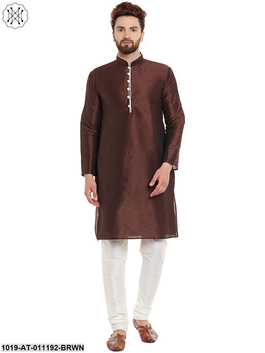 Men's Brown, Dupion Silk Kurta