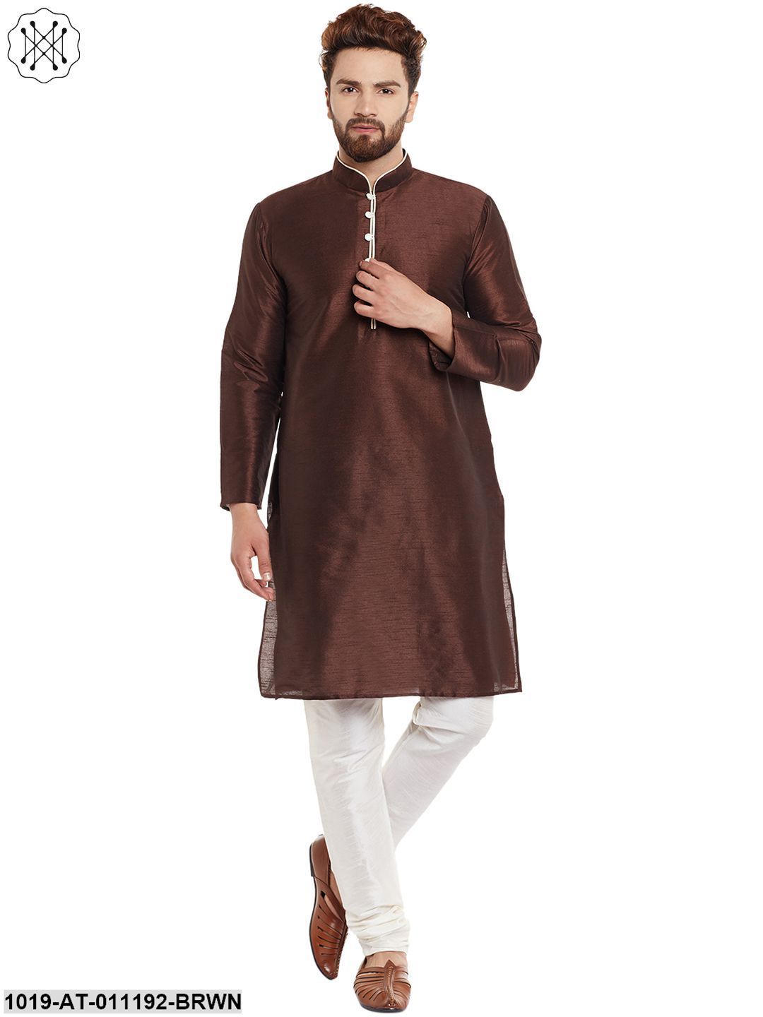 Men's Brown, Dupion Silk Kurta