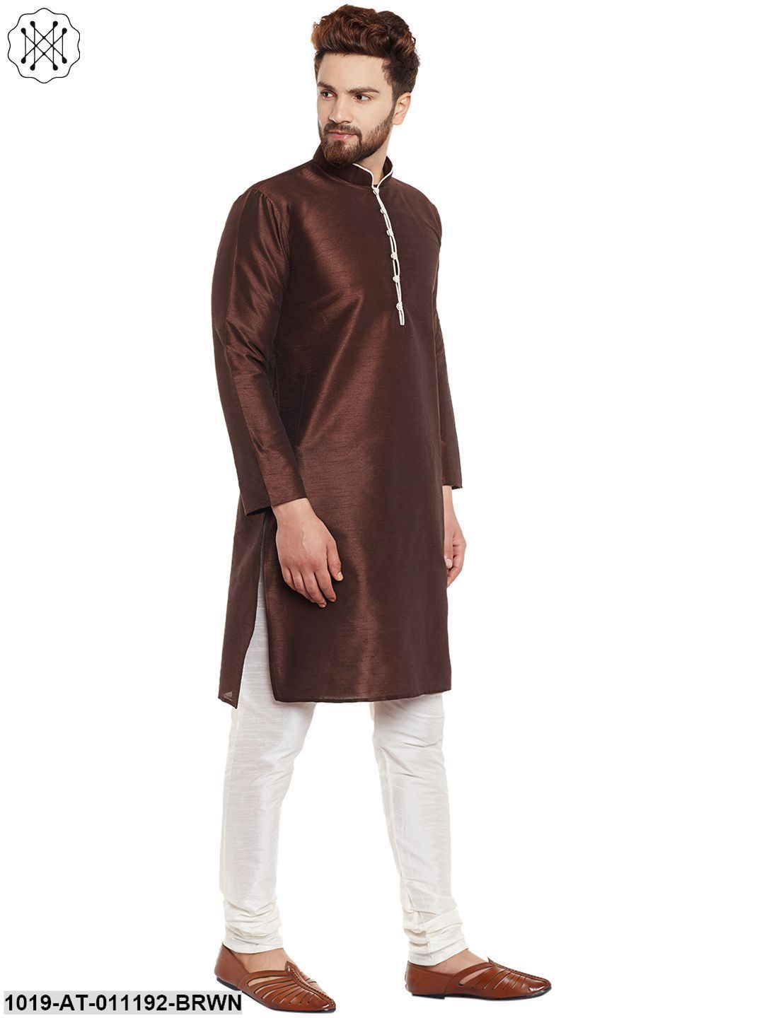 Men's Brown, Dupion Silk Kurta