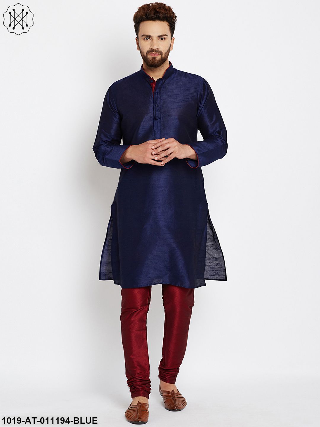 Men's Royal Blue, Dupion Silk Kurta