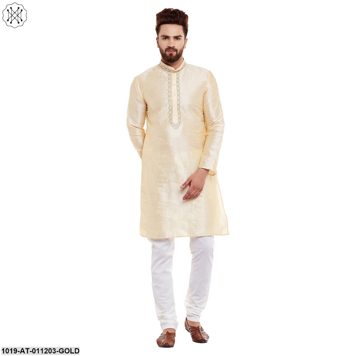 Men's Golden, Dupion Silk Kurta