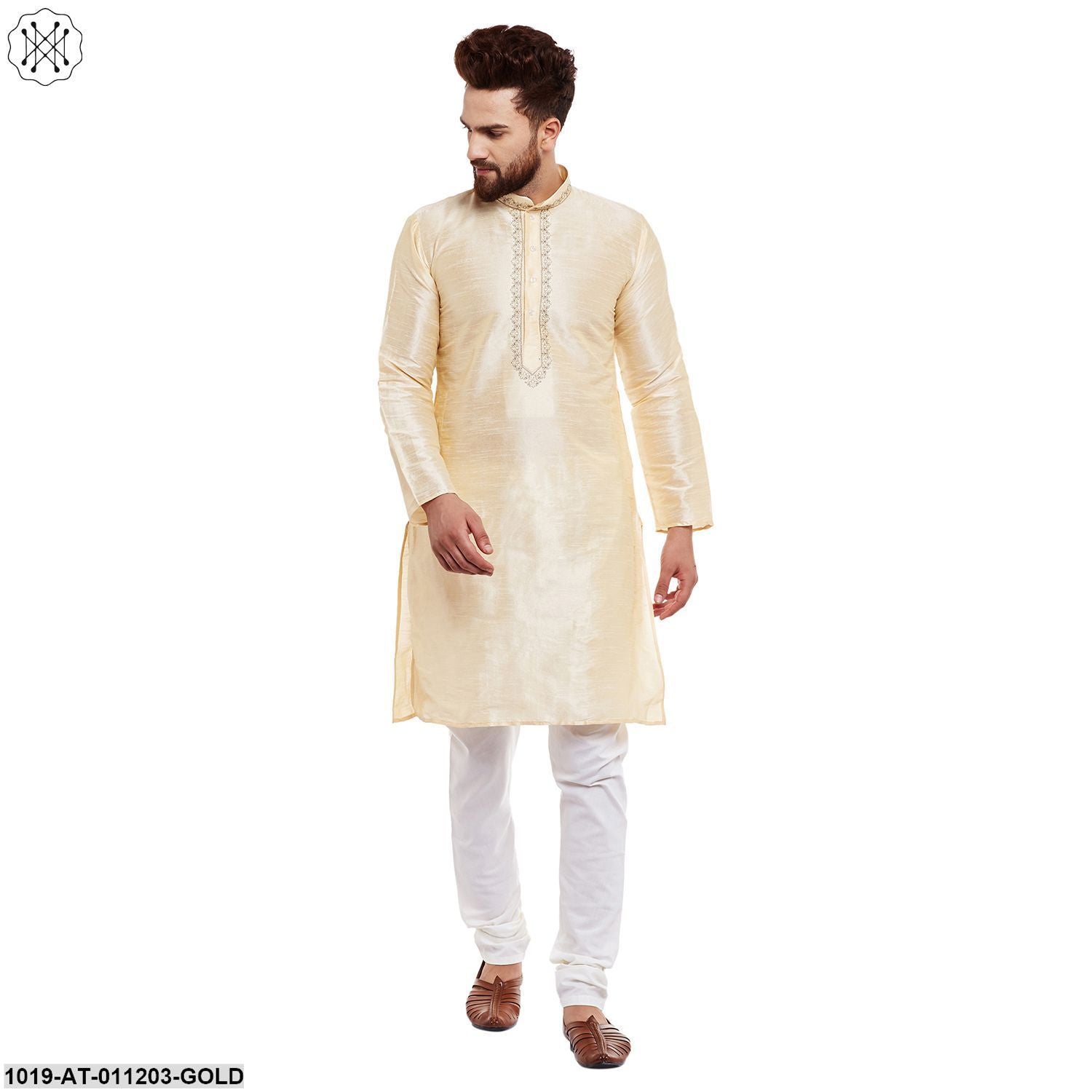 Men's Golden, Dupion Silk Kurta